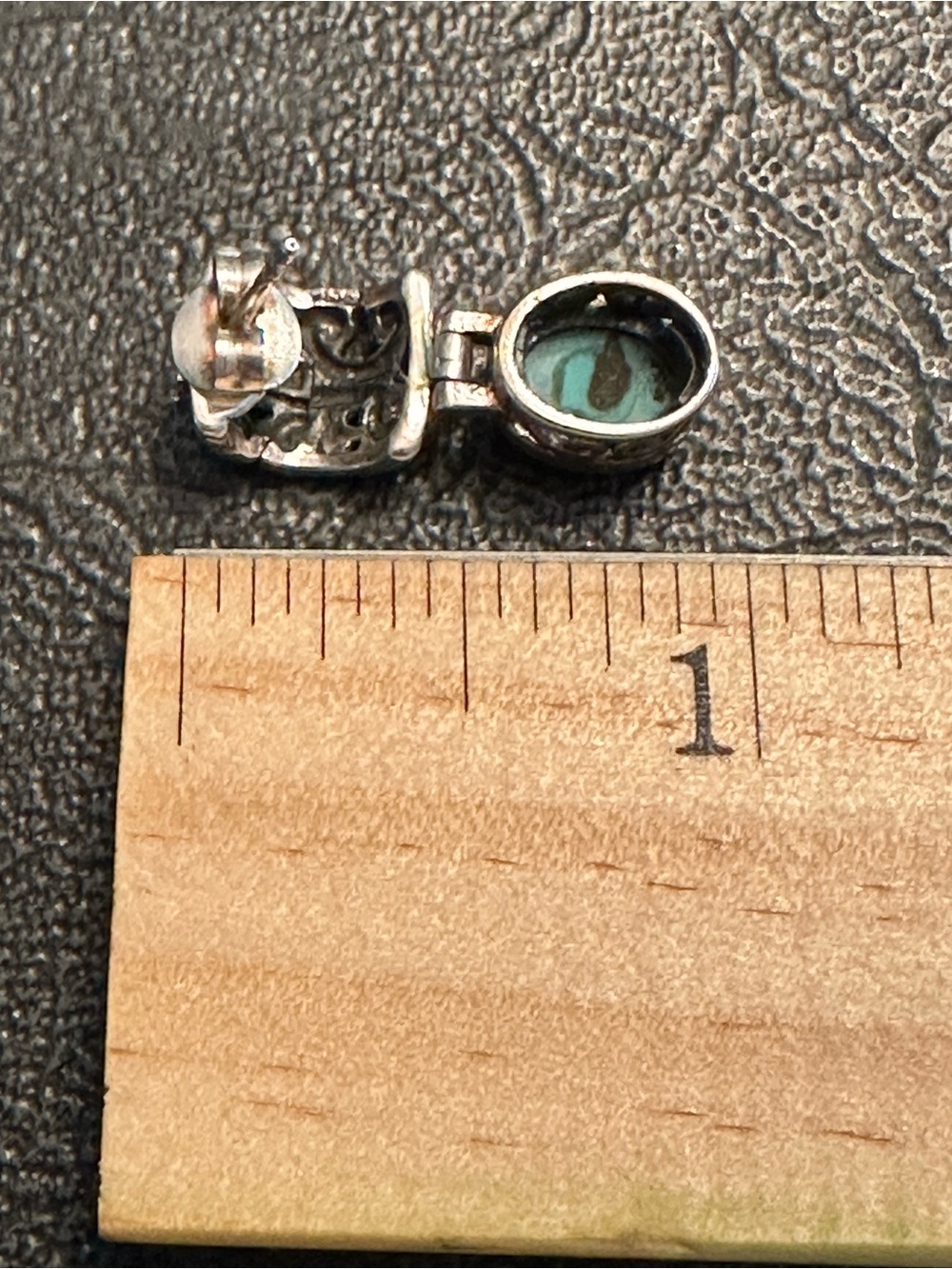 Vintage Sterling Silver Turquoise Drop Hinge Earrings - Picture 5 of 6